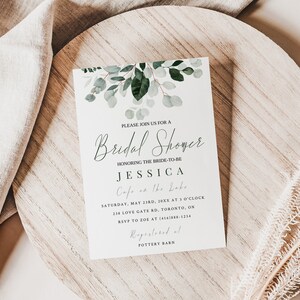 Greenery Bridal Shower Invitation Template-Eucalyptus Bridal Shower Invitation-Eucalyptus Greenery-Editable-Download-Printable-5 x 7