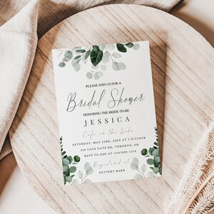 Greenery Bridal Shower Invitation Template-Eucalyptus Greenery Bridal Shower Invitation-Editable-Download-Printable-5 x 7