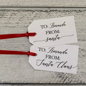 6 From Santa Gift Tags-Christmas Tags-Hang Tags-Party Favor Tags-Stained Tags-Christmas gift tags-12,24