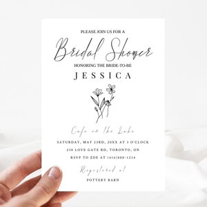 Wildflower Bridal Shower Invitation Template-Wildflower Bridal Shower Invitation-Wildflower-Flower-Floral-Editable-Download-Printable-5 x 7 image 6