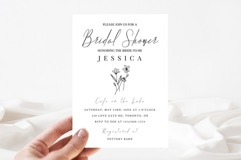 Wildflower Bridal Shower Invitation Template-Wildflower Bridal Shower Invitation-Wildflower-Flower-Floral-Editable-Download-Printable-5 x 7 image 6