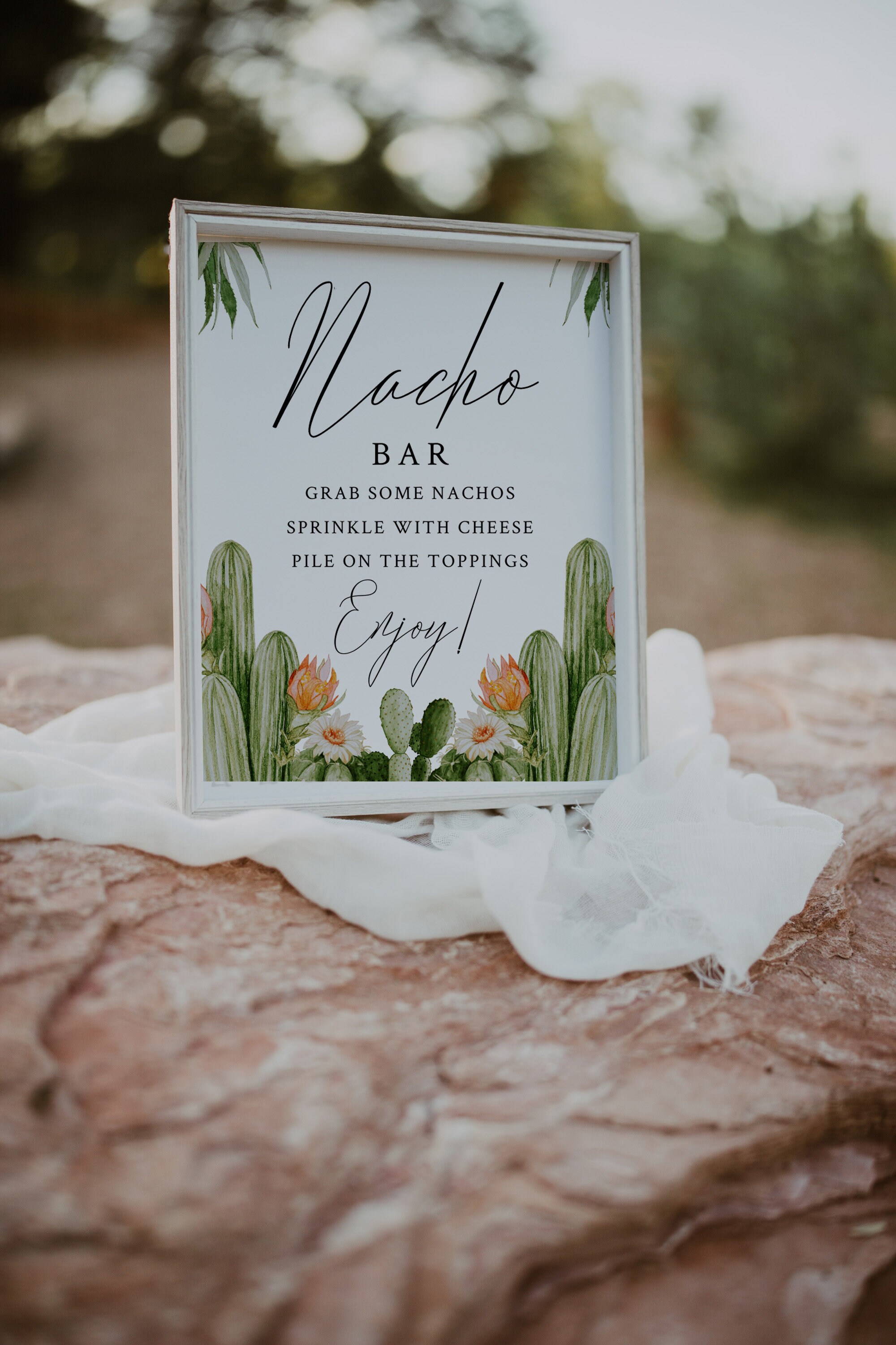 Nacho Bar Sign Set Template-editable Nacho Bar Sign-let's Fiesta Cactus ...