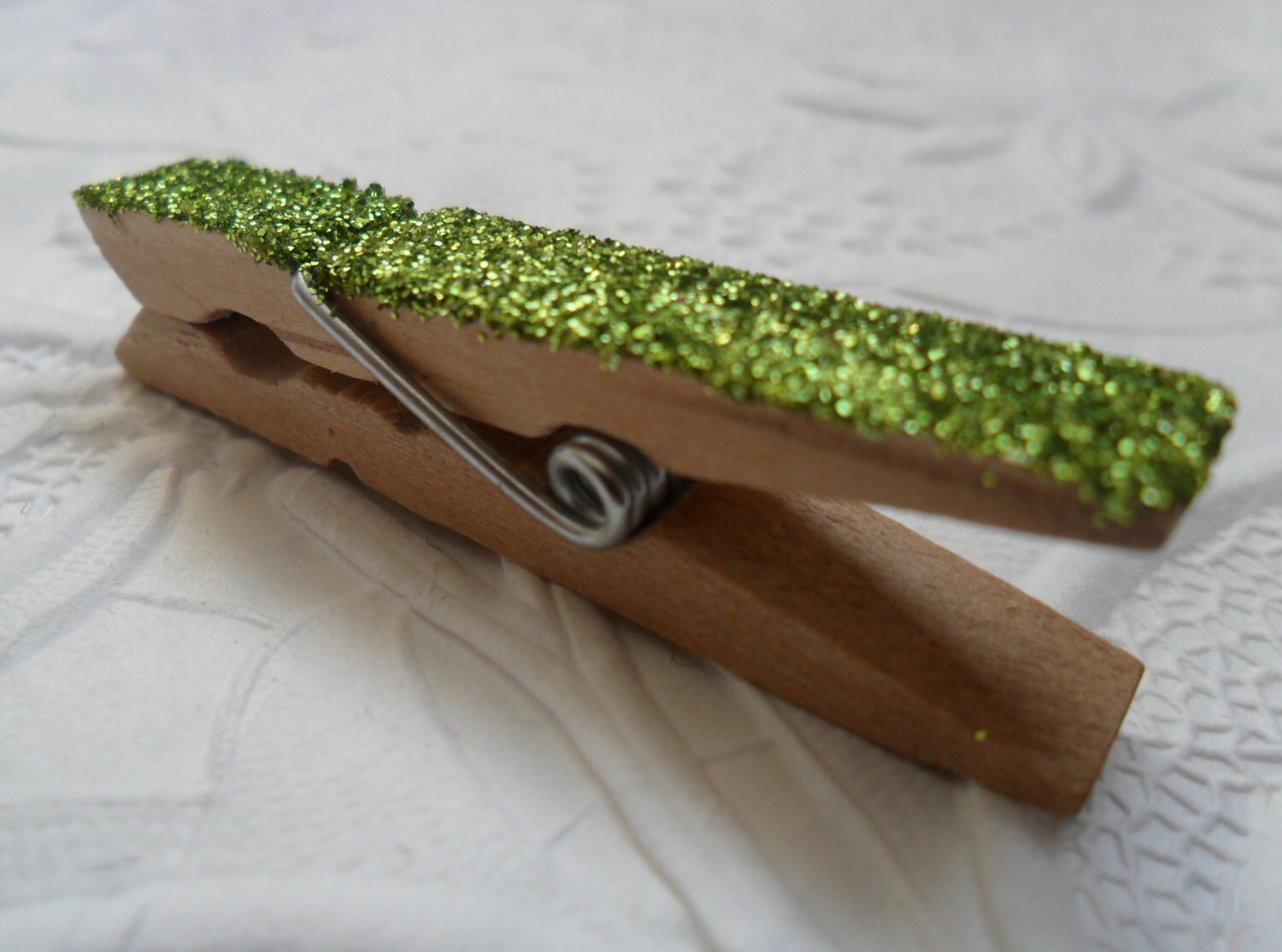 6 Mini Glitter ClothespinsCitron Green1 3/4 inch Etsy