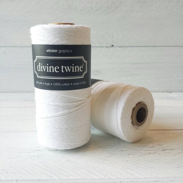Solid Bakers Twine 240 Yards Spool-Divine Twine-Cotton-4 pli-Biodégradable-Blanc-Naturel Blanc-Vert-Rose