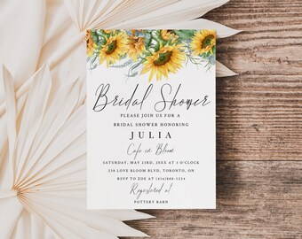 Sunflower Bridal Shower Invitation-Floral Bridal Shower Invitation-Editable Printable Invite-Fall Bridal Shower-Double Sided-SF12
