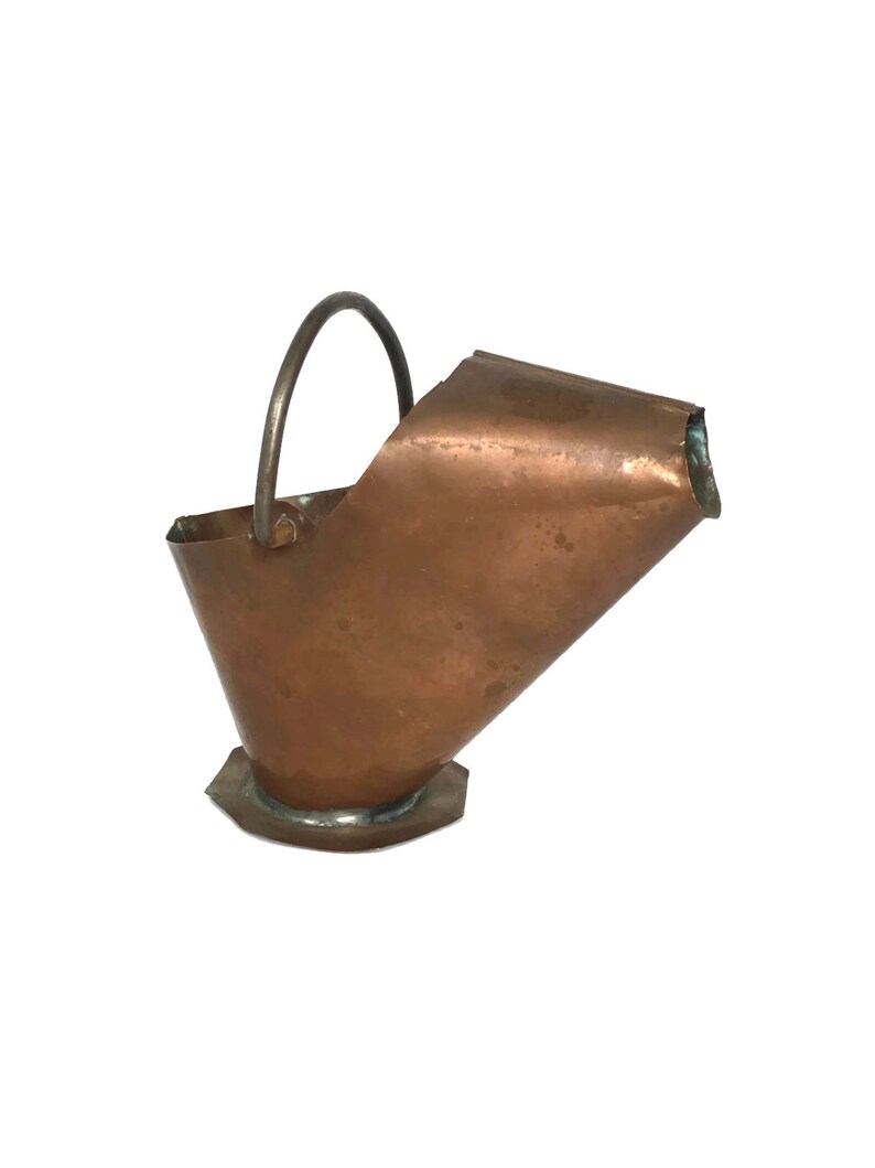 Vintage copper coal bucket hand formed metal scuttle rustic Etsy