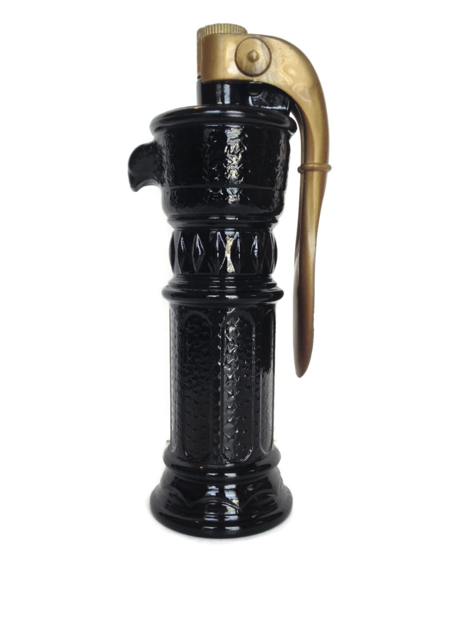 Vintage black glass Avon cologne bottle water pump shaped Etsy