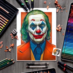 Joker Drawing Done Using Charcoal Watercolour And Chalk Etsy Joker Drawing Done Using Charcoal Watercolour And Chalk Etsy