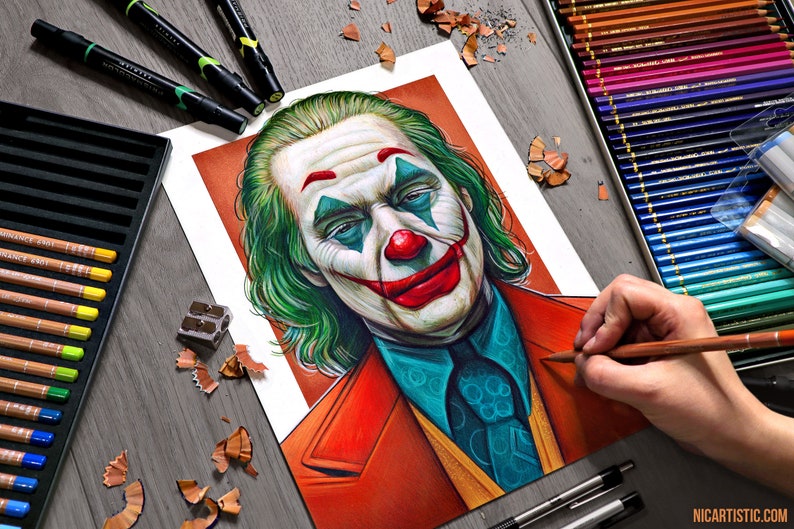 Joker Drawing Joaquin Phoenix FINE ART PRINT image 3