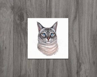 Siamese Cat Drawing: Lynx Point - FINE ART PRINT