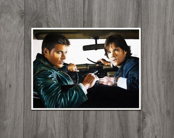 Supernatural Sam and Dean Winchester Art Print - Fine Watercolor Paper - TV Show Inspired Home Decor