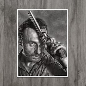 Rick Grimes Drawing - The Walking Dead - FINE ART PRINT