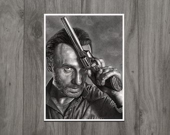 Rick Grimes Drawing - The Walking Dead - FINE ART PRINT