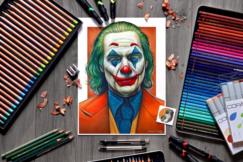 Joker Drawing Joaquin Phoenix FINE ART PRINT image 2