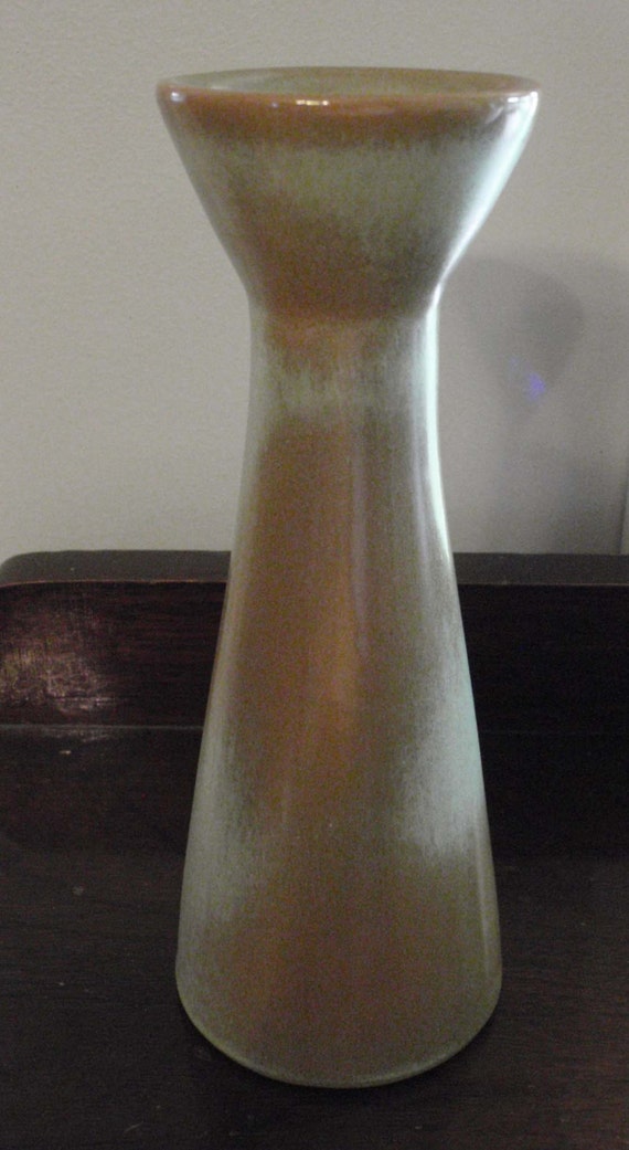 Frankoma Prairie Green Pottery Tall Vase Signed and Numbered
