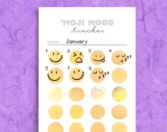 Printable Emoji Mood Tracker for Sweet Freckled Designs Weekly Diary, Hobonichi Weeks, Aura Estelle Weeks, and more!