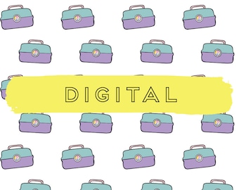90s Baby, Caboodles Inspired Cosmetic Case, Digital Vellum Paper Design for Ring Planners, Travelers Notebooks, Dashboards, BuJo