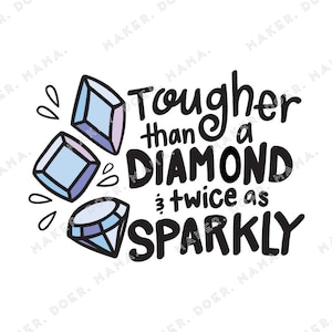 Mais resistente que um diamante, Positivity Mantra escrito à mão digital cortado para impressão para planejadores de anéis, viajantes, cadernos, planejamento digital