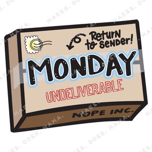 Monday Vibes, Return to Sender, Cyfrowa naklejka wycinana do planera do kalendarzy Ring, notesów podróżnych, cyfrowego planowania