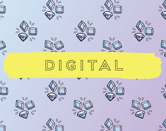 Diamond Gems Digital Printable Paper Pack for Vellum or Acetate, Ring Planners, Scrapbooks, Travelers Notebooks, Card Making, Digital Plan