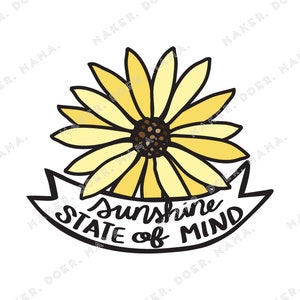 Sunshine State of Mind Sonnenblume Digital druckbare Die Cut, Handlettered Illustriert für Ring Planner, Travelers Notebooks, Bullet Journals