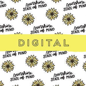 Sunshine State of Mind Sonnenblumen Handlettering Digital druckbares Pergament, Acetat für Ringplaner & Travelers Notebooks