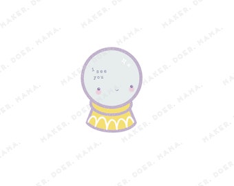 Miss Crystal Ball spooky cute digital printable die cut, planner sticker, divider, dashboard, travelers notebook, ring planner, hobonichi