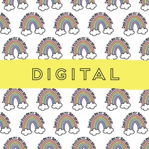Don't Rain On My 'Bow, Positive Vibes, Digital Pergamentpapier Hand beschriftete Illustration für Ringplaner, Travelers Notebooks, Art Journals