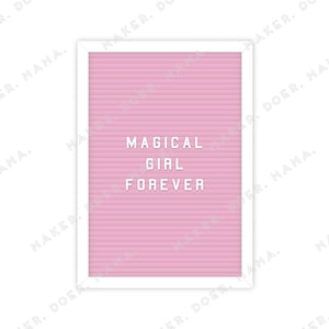 Kawaii Magical Girl Forever Letterboard, Digital Printable Die Cut for Ring Planners, Travelers Notebooks, and Bullet Journals