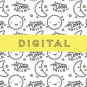 Kawaii Stay Wild Moon Child Vitela imprimible digital para planificadores y cuadernos de viajeros