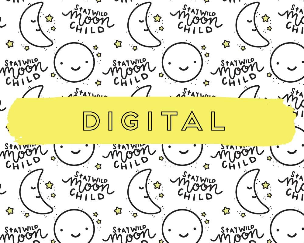 Kawaii Stay Wild Moon Child Digital Printable Vellum for Planners & T…