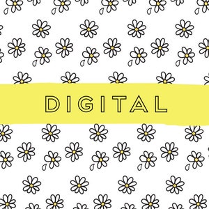 Süßes einfaches Doodle Daisy, digitales florales Papier Pergament Design für Ring Planner & Travelers Notebooks