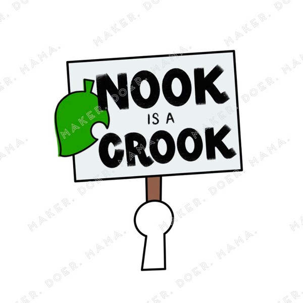 Nook is a Crook, Digital Die Cut Printable for PlannerCon Stickers, Digital Planning, Planner dashboards, ring planner, hobonichi, TN