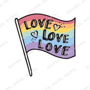 Pride Month Flag, Love is Love, Digital Die Cut for Ring Planners, Travelers Notebooks