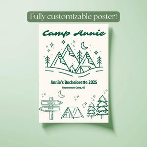 Camp Bachelorette Poster - Fully Customizable Template with Link