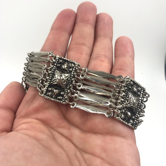 Bracelet Manchette Vintage En Argent 925 TAXCO MEXICO – Motifs Aztèques/mayas, Occasion