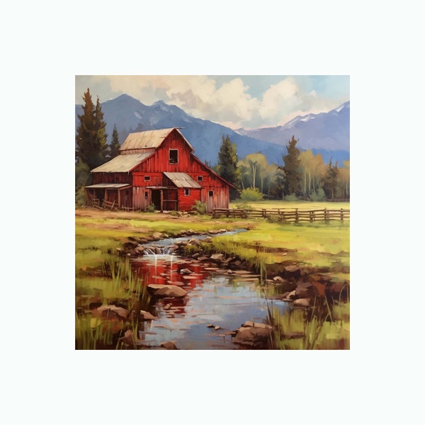 Rustic Red Barn PNG for Sublimation, DTF, and Print Designs - Add Rustic Charm to Coasters and Wall Hangings!