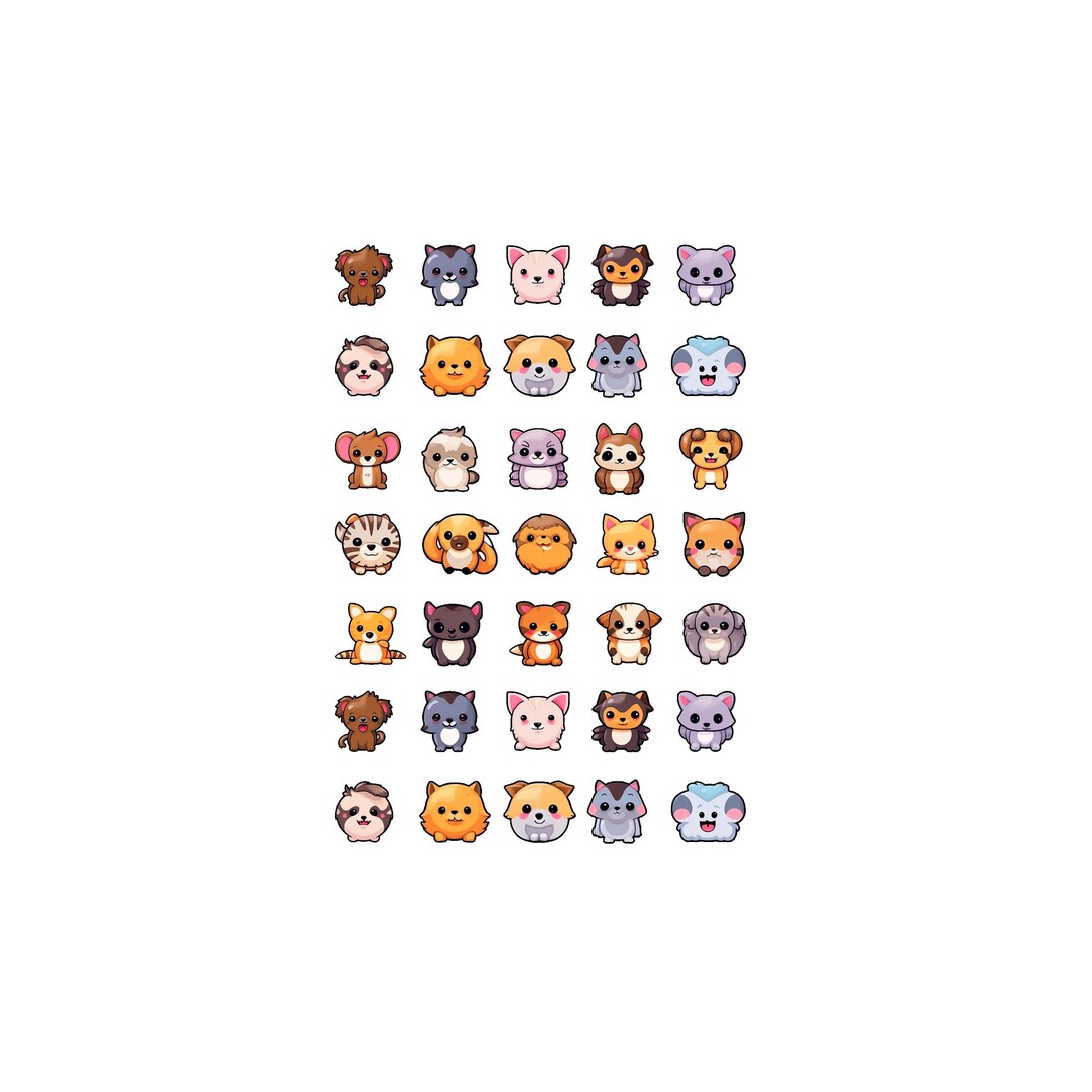 Set of 35 Fun Animal Stickers for Cricut Print Then Cut DIY Etsy