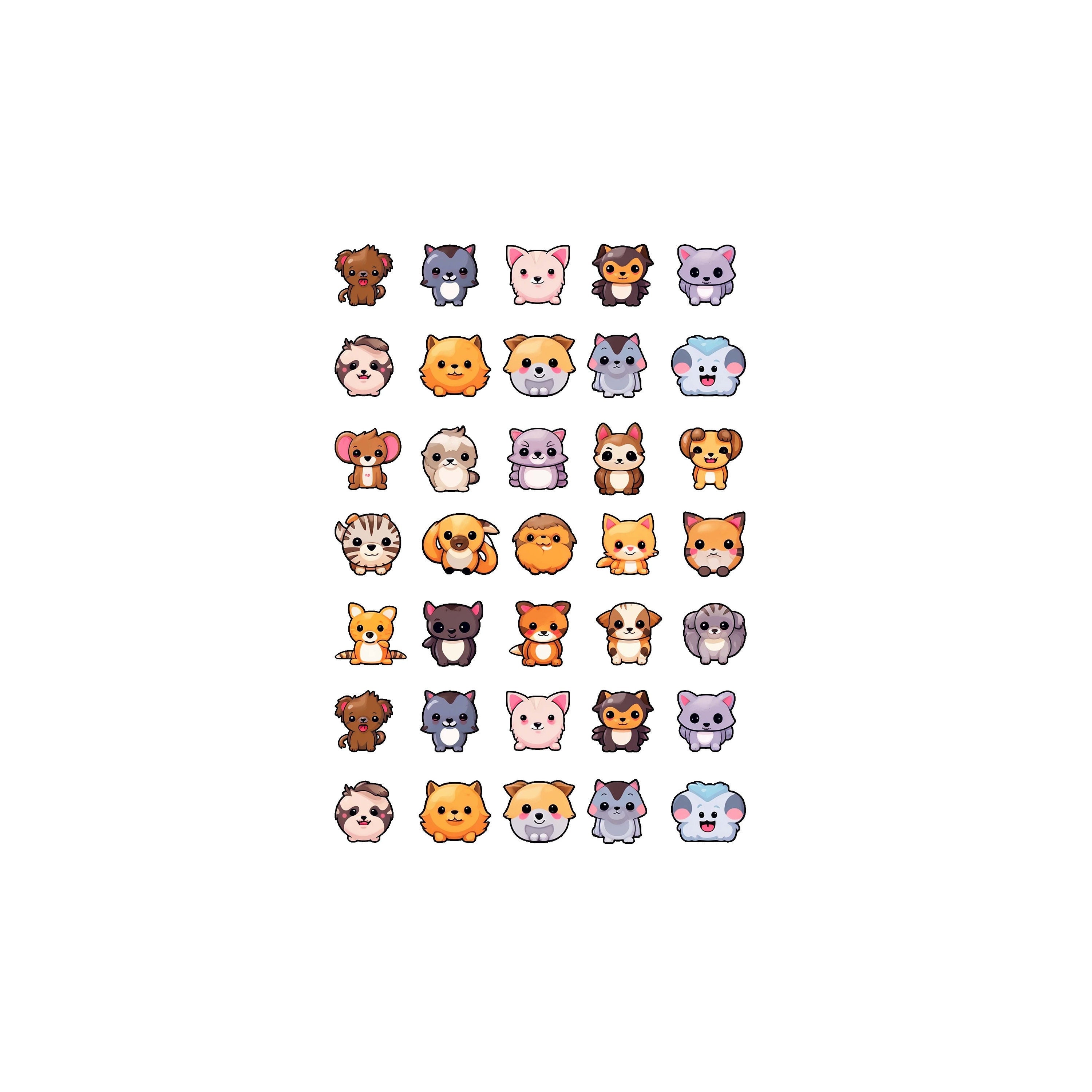 Set of 35 Fun Animal Stickers for Cricut Print Then Cut DIY - Etsy