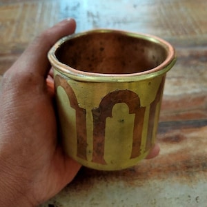 Ancient Copper Brass Panchpatra Water Pot Indian Religious Water Pot Hand Forged Bronze Pot Unique Planter Pot Old Original Pot Ancient