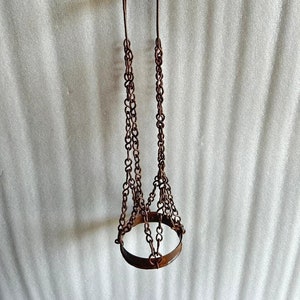 Antique Rustic Iron Hand Forged Wall Hanging Planter Holder Old Rare Iron Chain Ceiling Hanging Pot Stand Basket Hanger