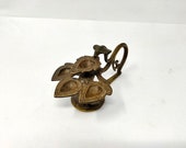 Antique Brass Snake Carved Oil Lamp 4 Flame Carved Temple Worship Lamp Indian Home Decor Floral Carved Worship Lamp Welcome Door Lamp