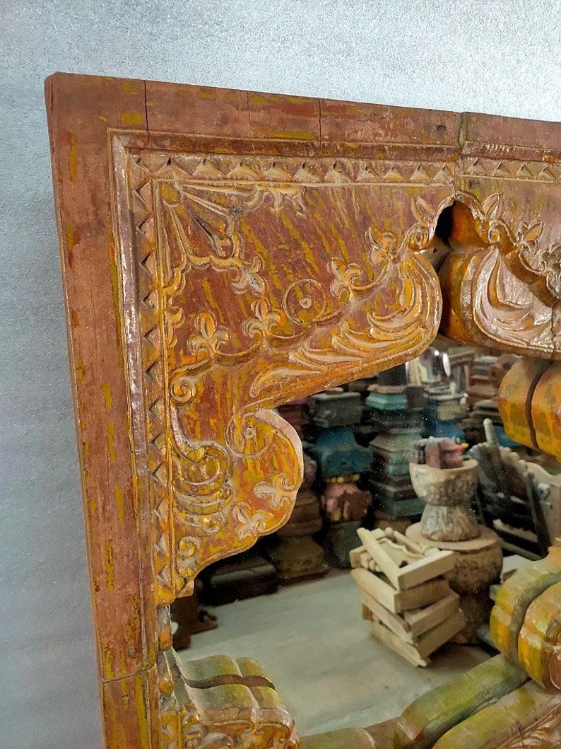 Old Wooden Mirror Frame Hand Carved Old Mirror Hand Made Etsy