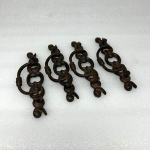 Antieke gietijzeren handgesmeed deurklink oud ijzer unieke vorm kast lade handvat oud ijzeren deur decoratief handvat 4-delig