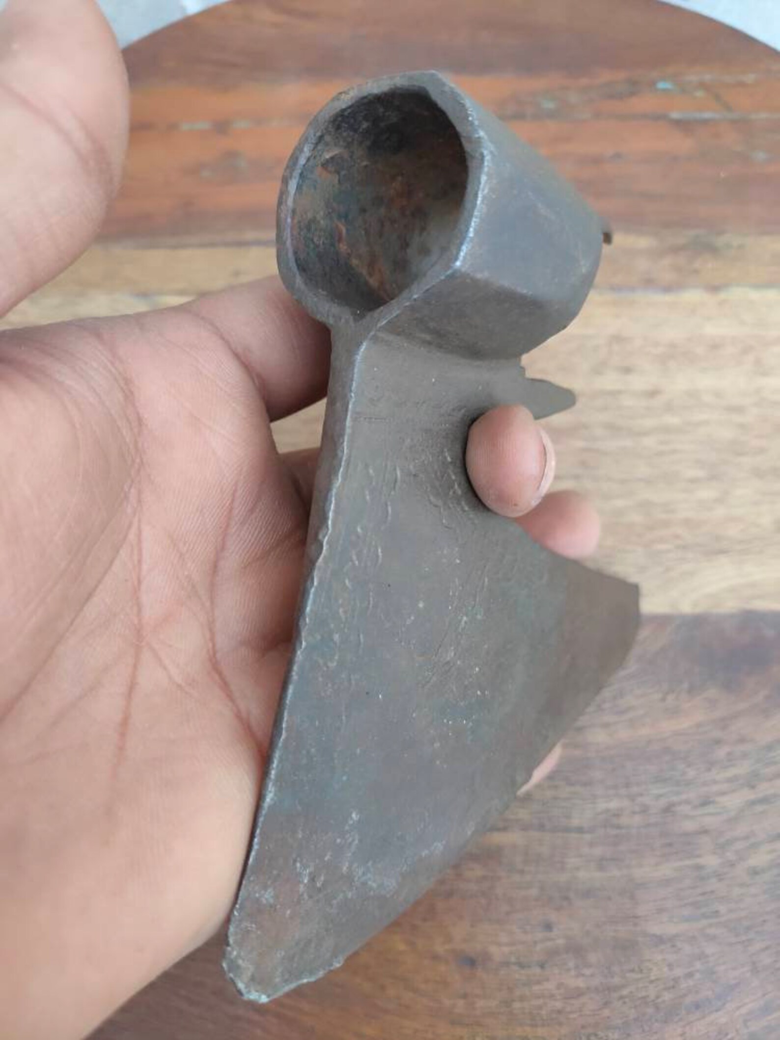 Antique Original Iron Axe Head Hand Engraved Axe Head Floral Carved