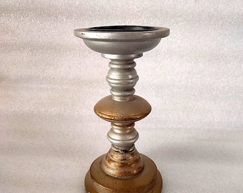 Hand Carved Wooden Candle Holder Old Look Wooden Candle Holder Indian Home Decor Candle Holder Hand Painted Antique Look Candle Holder