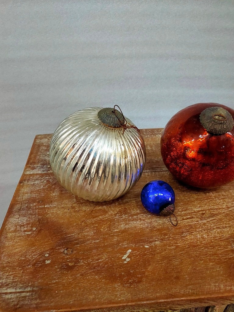 Old Christmas Kugel Ornament Vintage Glass Kugel Ornament Unique Shape