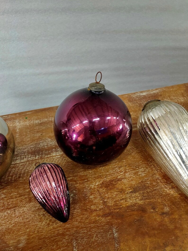 Old Christmas Kugel Ornament Vintage Glass Kugel Ornament Unique Shape