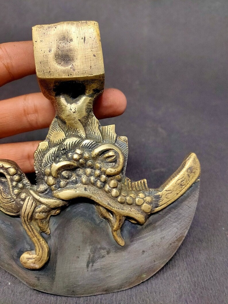 Brass Axe Head Unique Carved Iron Blade Axe Head Antique Look Etsy