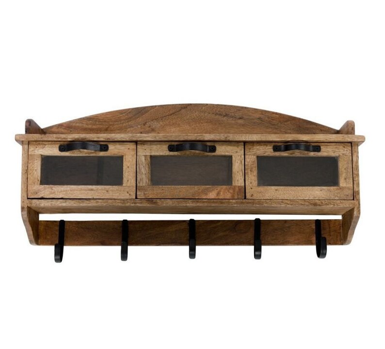 Vintage Look Wooden Wall Shelf Hand Crafted Industrial Wall Shelf With